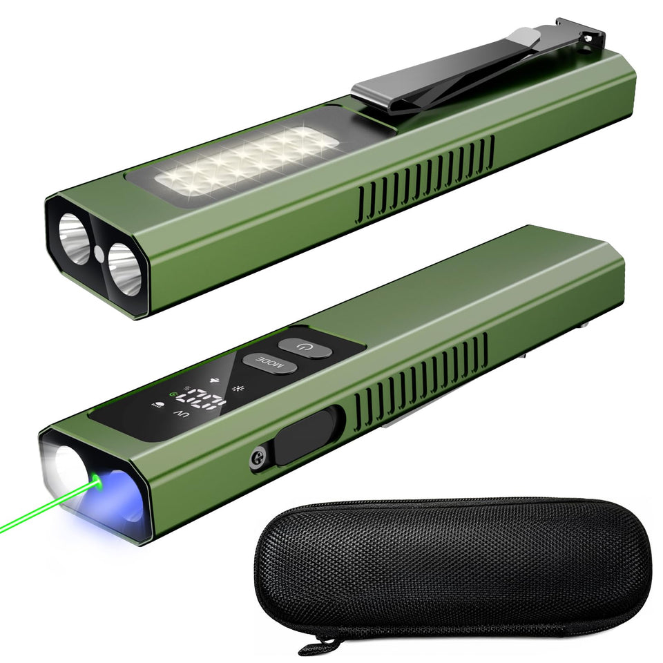 Acoszero EDC Flashlight 4-in-1 front view reveals four light sources for versatile tasks.