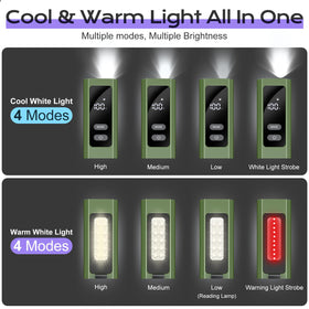 Acoszero EDC Flashlight warm side light with red warning strobe.