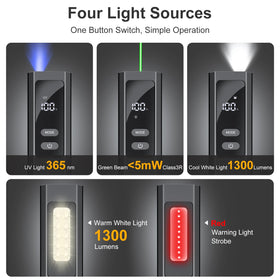 Acoszero EDC Flat Flashlight green laser beam for precise alignment and signaling.