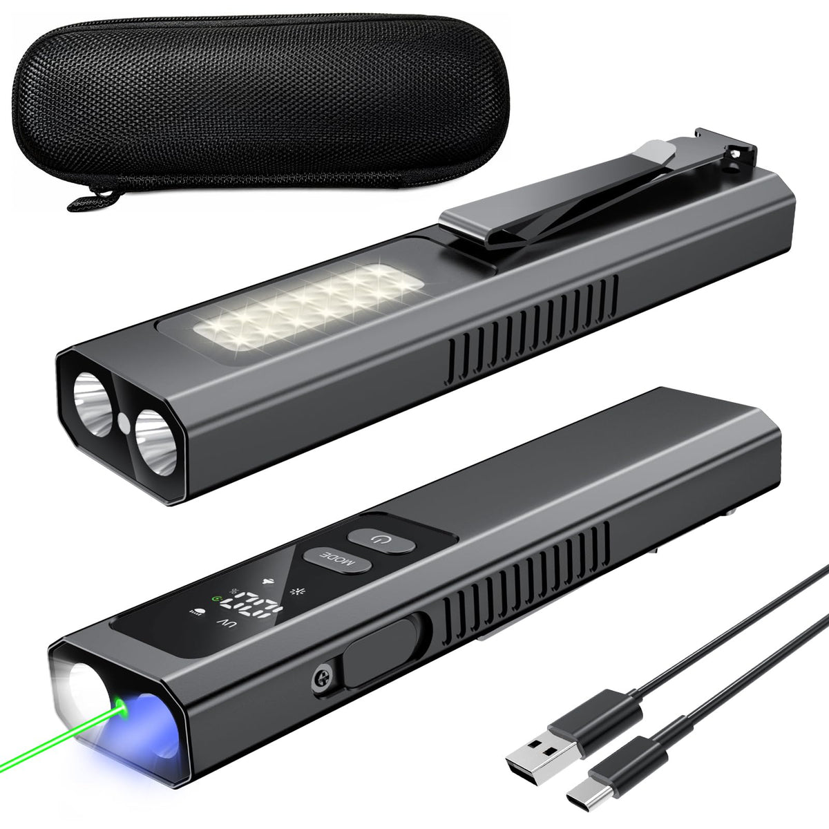 Acoszero EDC Flat Flashlight main white beam for bright indoor and outdoor use.