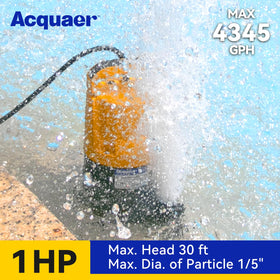 Acquaer 1HP sump pump carrying handle enables easy transport