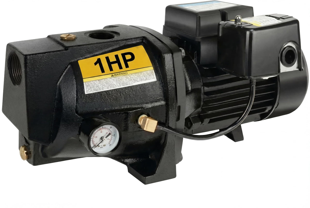 Acquaer shallow-well jet pump showing robust design for reliable home water supply