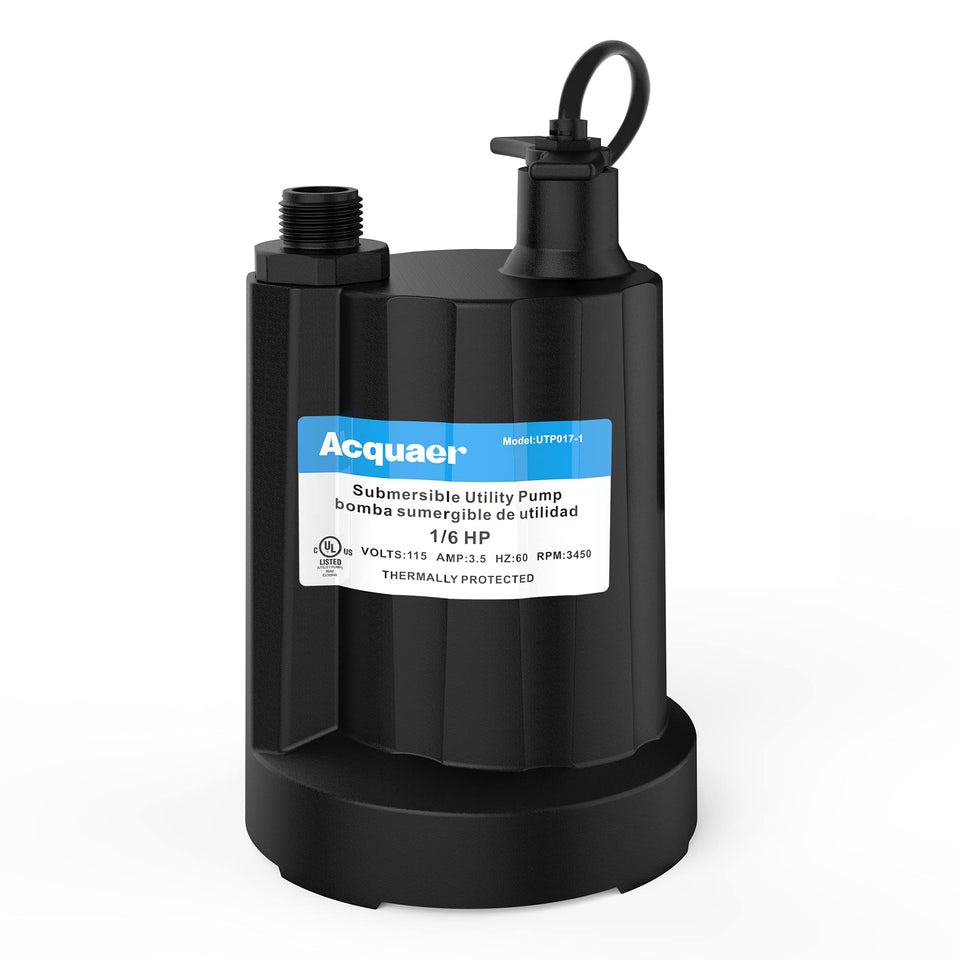Acquaer submersible pump drains water efficiently for basements and outdoor spaces.
