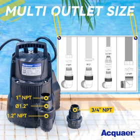 Three adapters enable flexible connections to hoses and discharge lines.