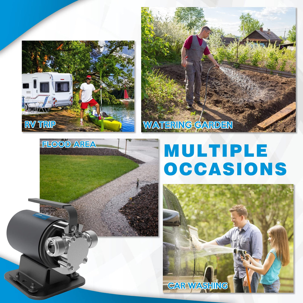 Acquaer pump suitable for aquariums, rain barrels, and more