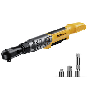ACROPOW 3/8 cordless ratchet wrench in action, compact for tight spots.