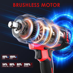 ACROPOW brushless motor provides efficient, quieter operation during heavy use.
