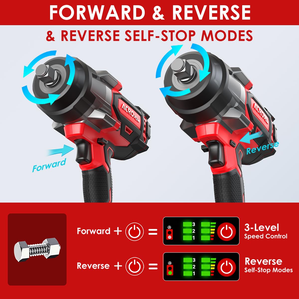 ACROPOW LED work light brightens dark spaces for precise work.