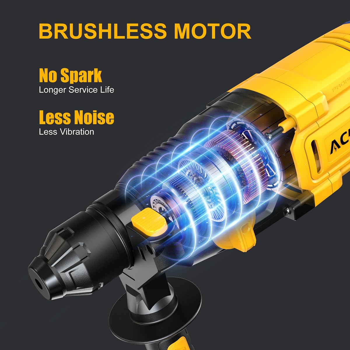ACROPOW 4-function operation for hammer, drill, hammer-drill, and chisel tasks