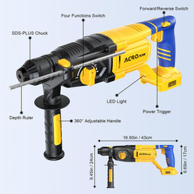 ACROPOW SDS-Plus cordless rotary hammer drill with brushless motor for efficiency