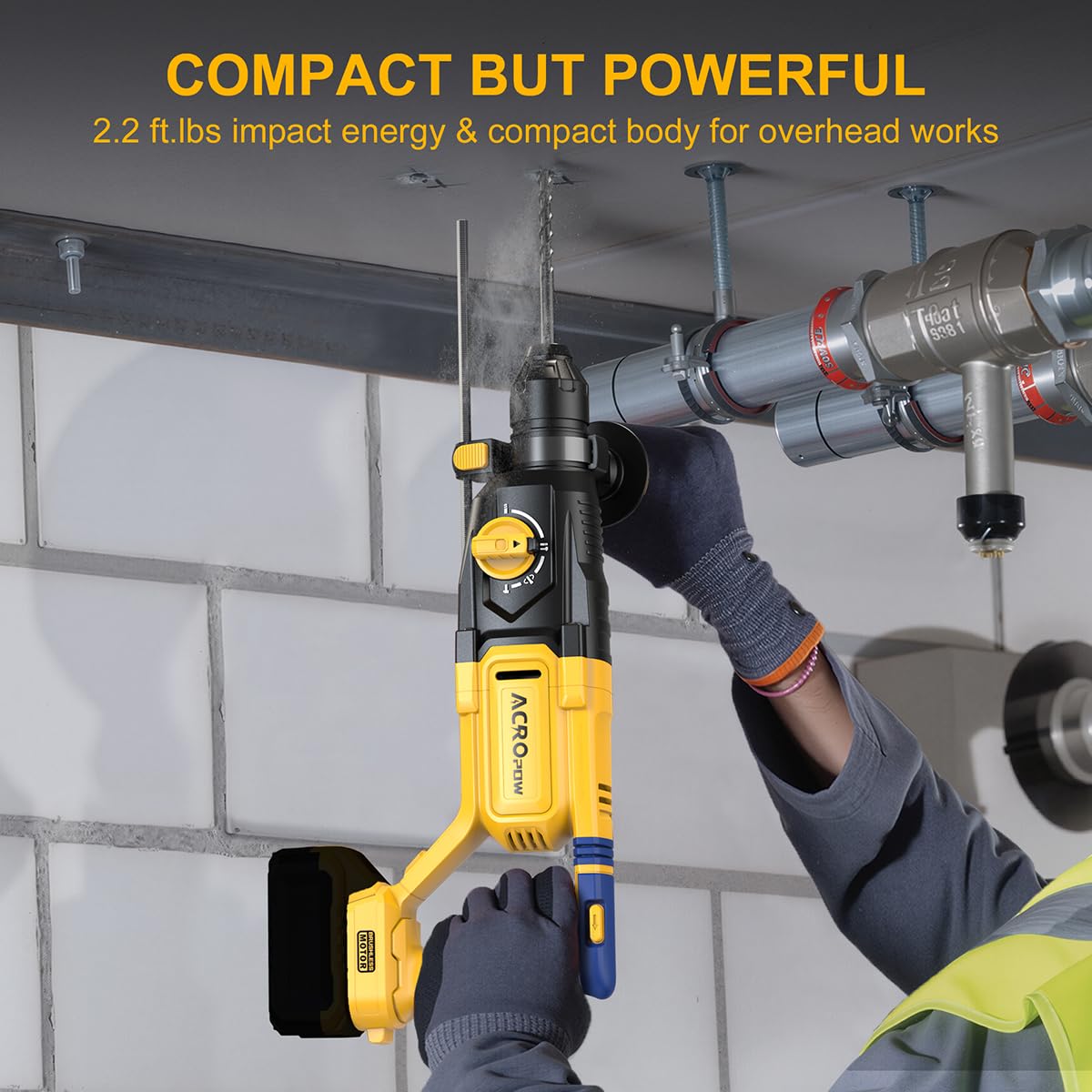 ACROPOW 360-degree D-handle with LED light improves control in dim spaces