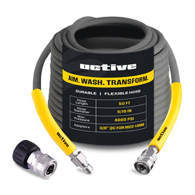 Active pressure washer hose 50 ft memory free anti kink demonstrates easy setup and coil storage