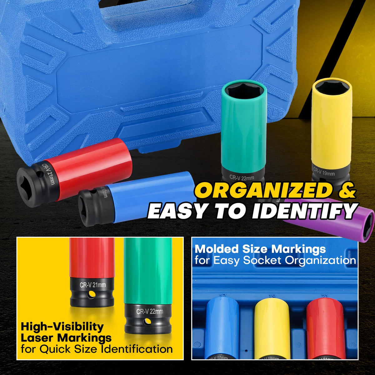 Acymner color-coded sleeves aid fast size identification and reduced rummaging.