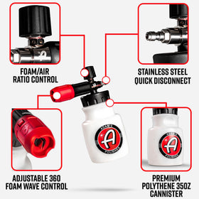 Adam's Polishes Premium Foam Cannon brass and stainless fittings ensure durable performance