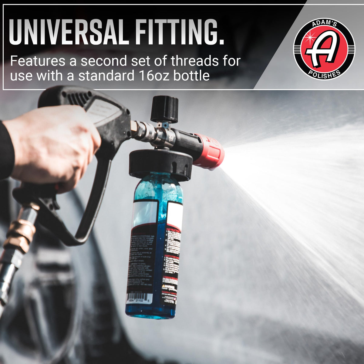 Adam's Polishes Premium Foam Cannon helps detail wheels, trim, and paint with foamy coverage