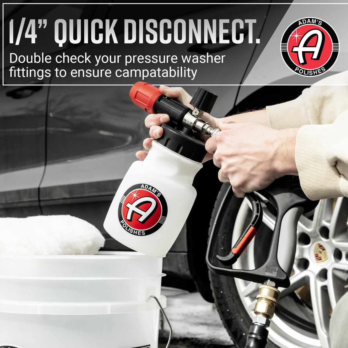 Adam's Polishes Premium Foam Cannon creates clingy foam that protects paint surfaces