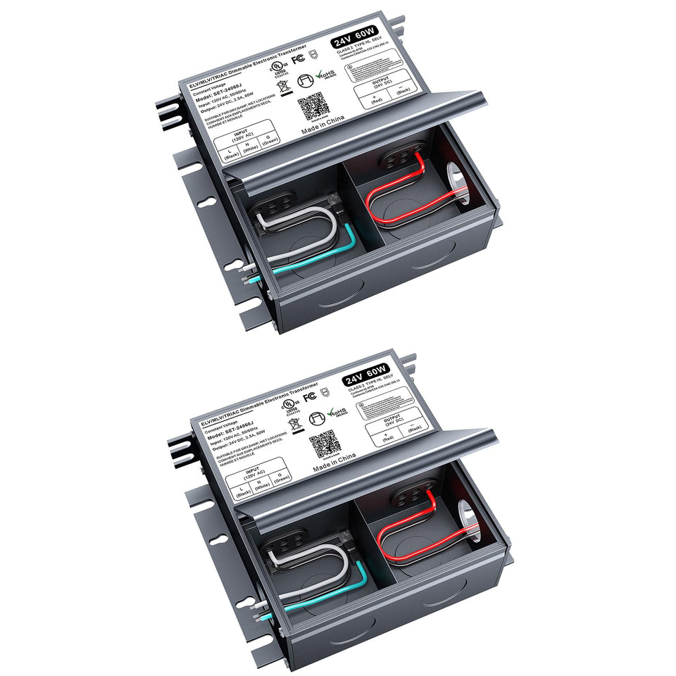 Adapter-Universe 24V dimmable LED driver front view for two-pack setup and steady dimming