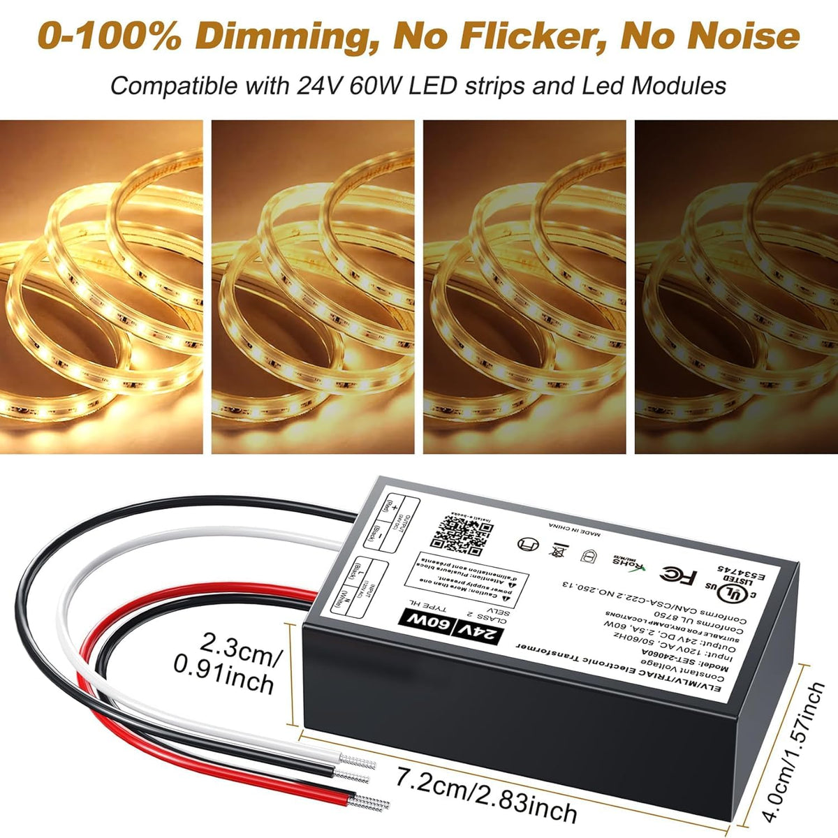 Adapter-Universe 24V dimmable LED driver wiring close-up for quick installation.