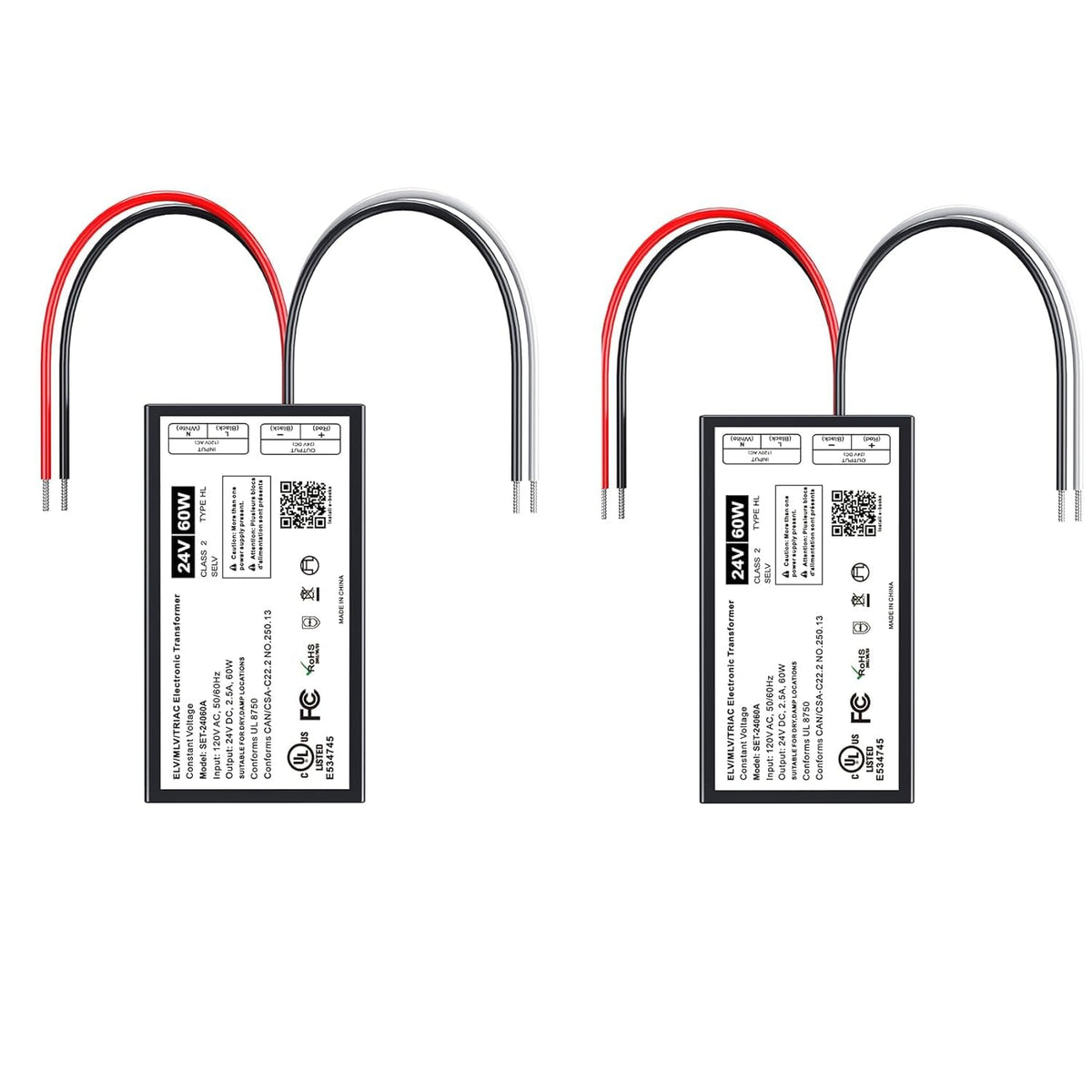 Adapter-Universe 60W 24V dimmable LED driver front view for precise dimming control.