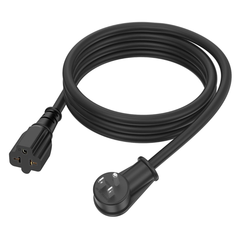 ADCAUDX 6ft 12AWG right-angle extension cord demonstrates sturdy construction for reliable power reach.