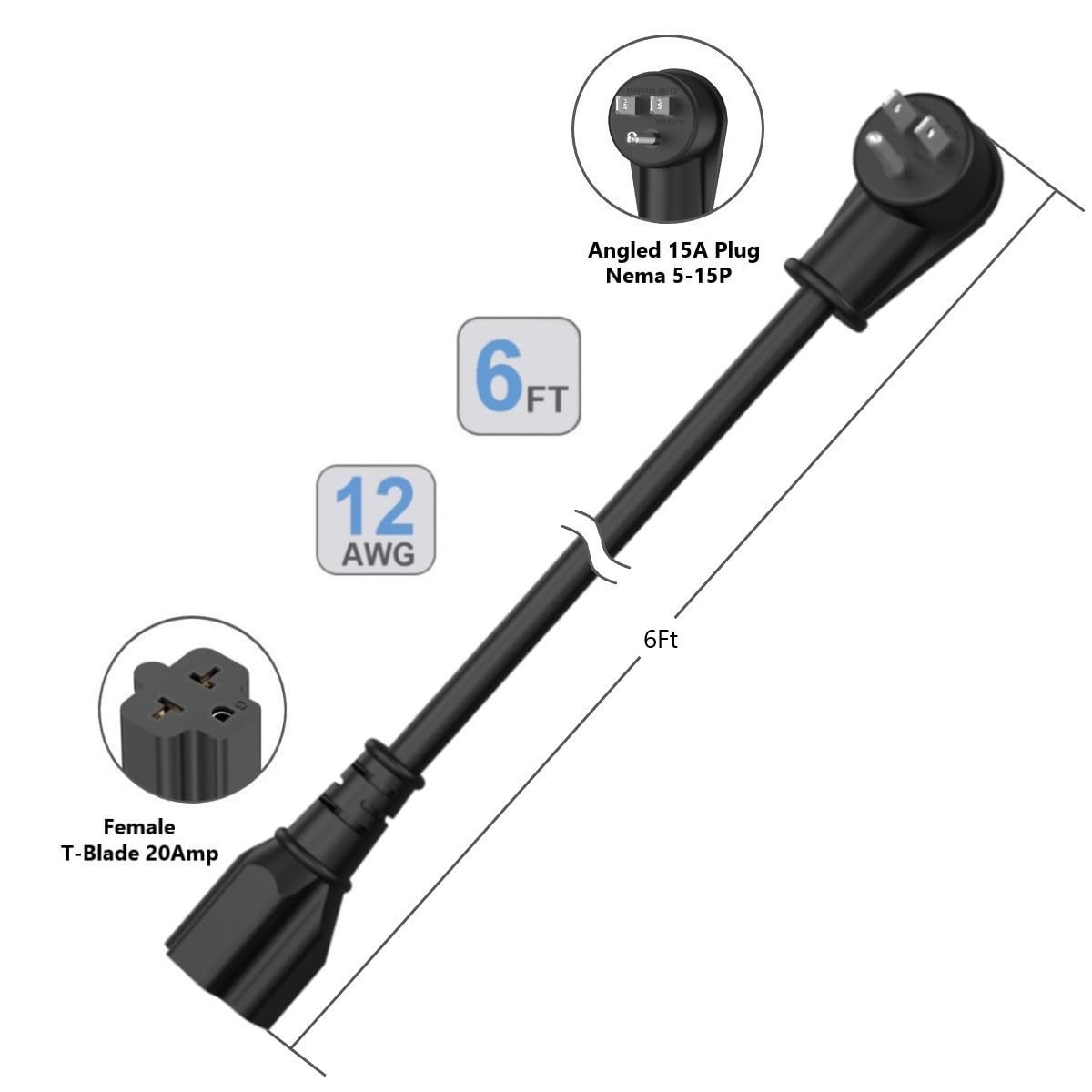 ADCAUDX 6ft cord ideal for quick, clean utility setups.