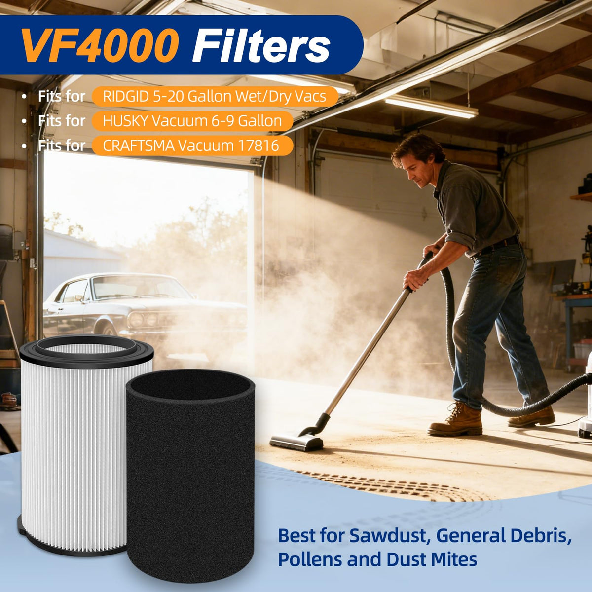 ADDFRESH VF4000 pleated filter close-up showing large filtration surface