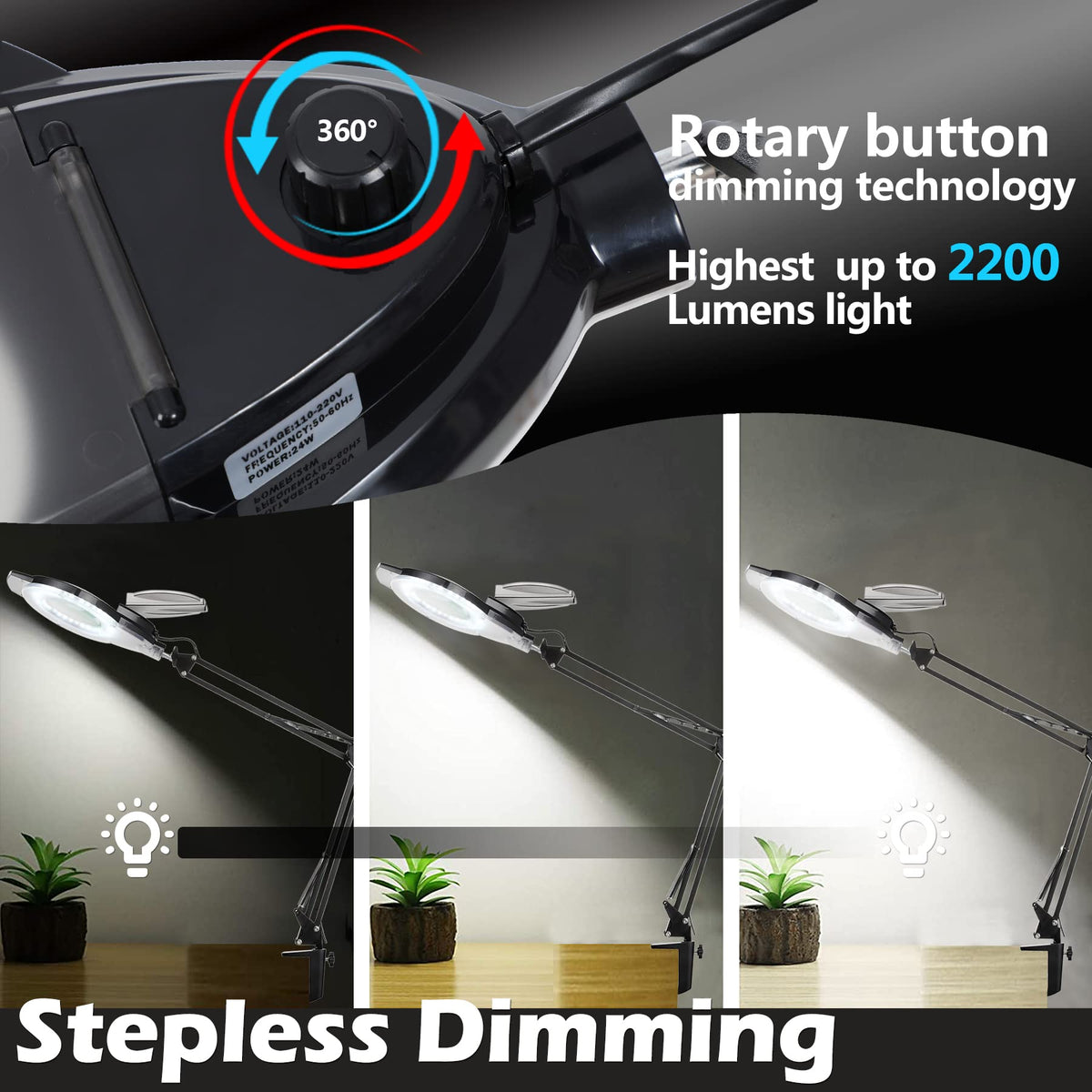 ADDIE KIRKAS magnifier with adjustable swivel arm lets you position the lens wherever you need.