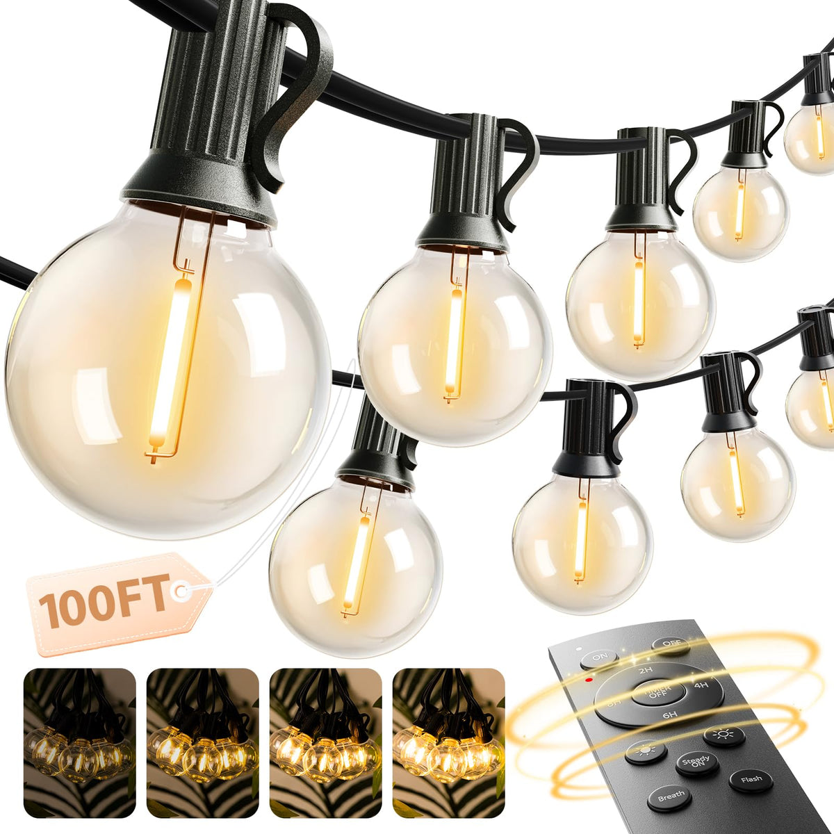 Addlon 100ft outdoor string lights with remote illuminate a cozy backyard