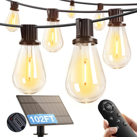 Addlon 102ft solar string lights outdoor provide broad patio illumination with solar power