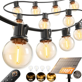 Addlon 198ft solar string lights outside with energy-efficient glow for patios