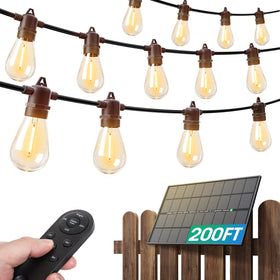 Addlon 200ft solar string lights outdoor for patio ambiance and energy efficiency.