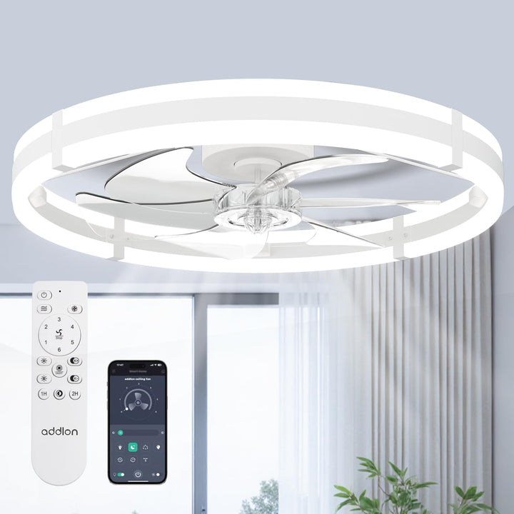 Addlon 24-inch ceiling fan with remote and light in a modern bedroom
