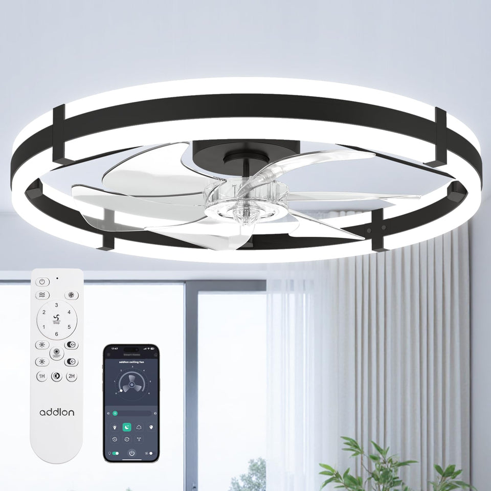 Addlon 24inch ceiling fan with remote demonstrates wide airflow in a medium room.