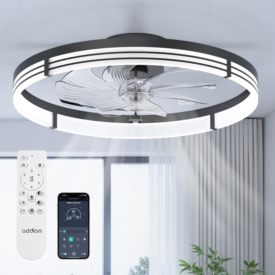 Addlon 24 inch ceiling fan with light delivering wide airflow for spacious rooms