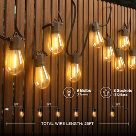 Addlon black exterior string lights blend with patio decor.