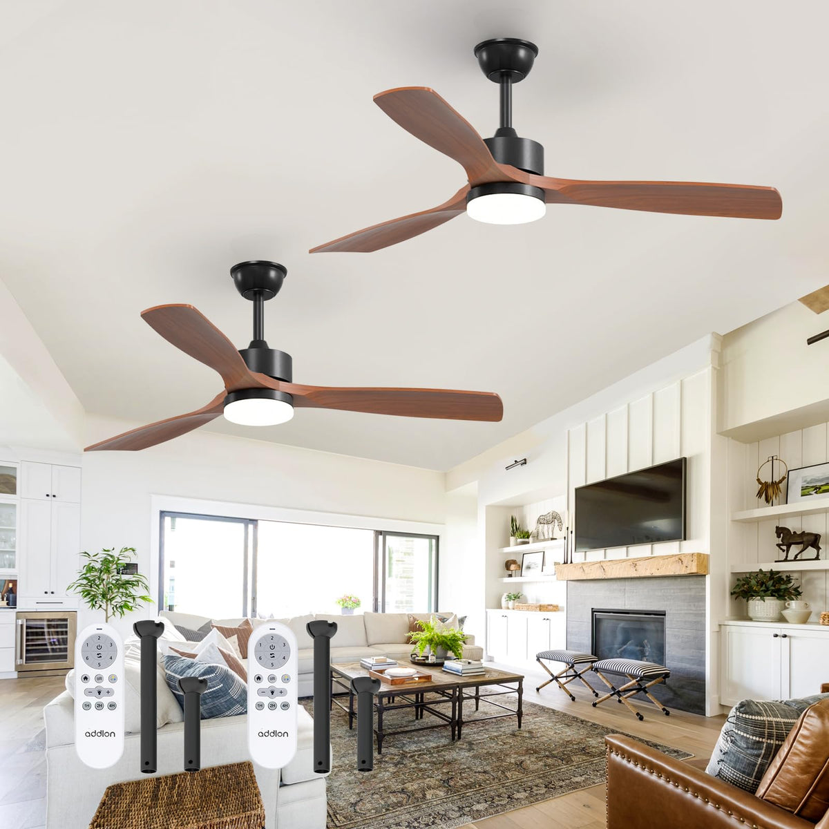 Addlon 2-pack ceiling fan with light demonstrating indoor installation and energy efficiency