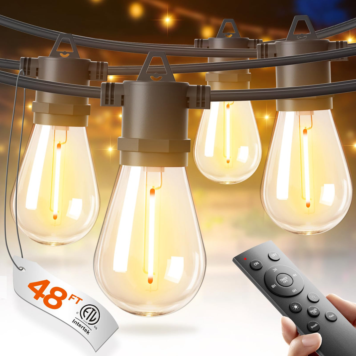 Addlon 48ft LED outdoor string lights for ambient patio illumination