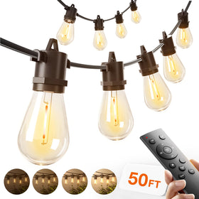 addlon 50ft LED outdoor string lights with shatterproof bulbs for patio ambiance