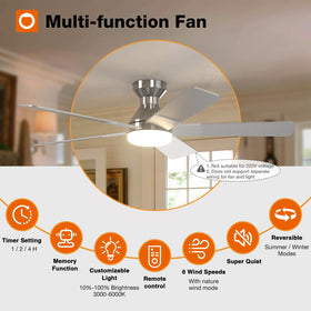 Addlon 52-inch low-profile fan with integrated light ideal for living rooms.
