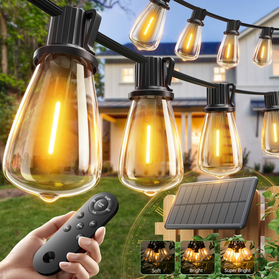 addlon 52ft solar string lights with remote control for effortless outdoor ambiance