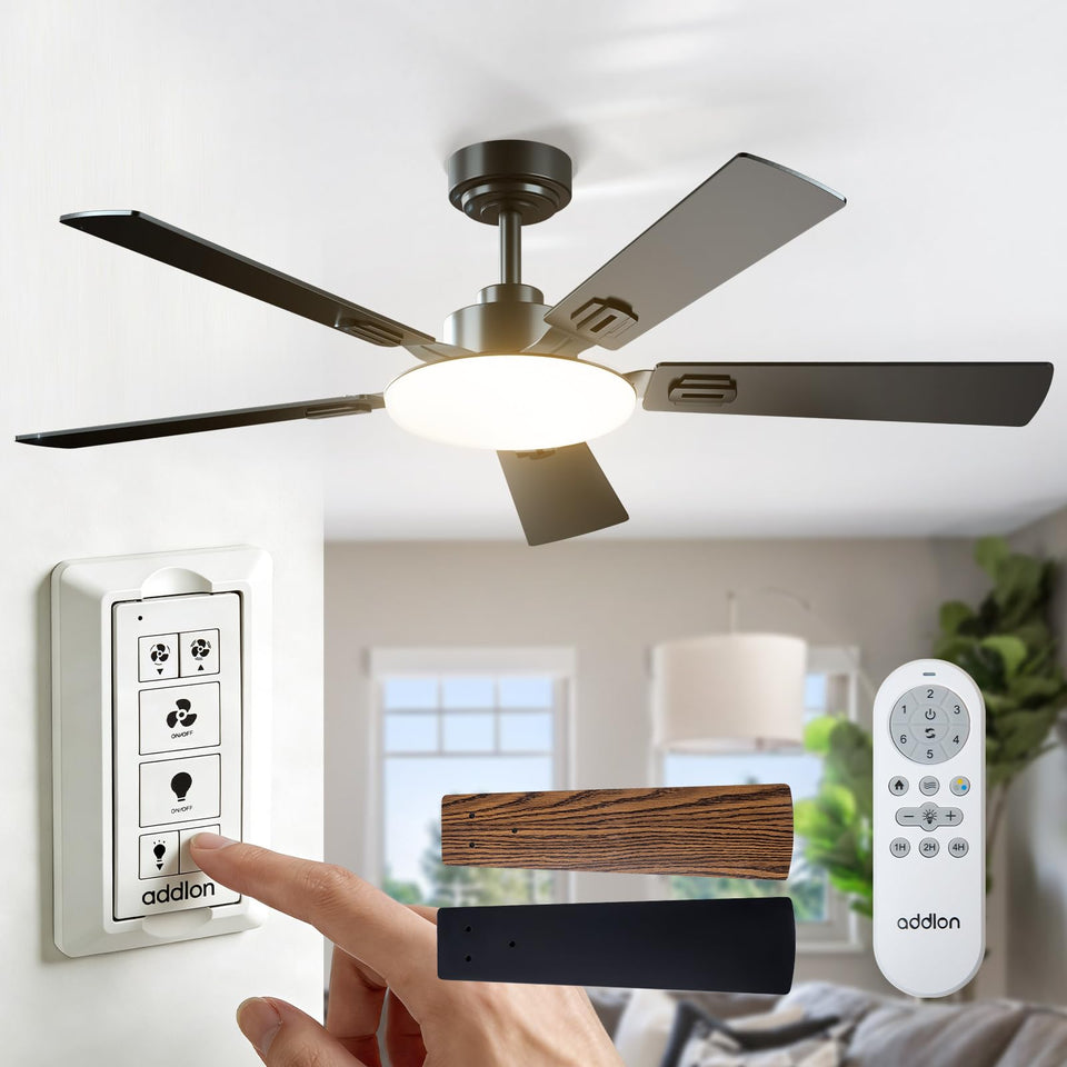 Addlon 52in ceiling fan with light front view shows stylish airflow.