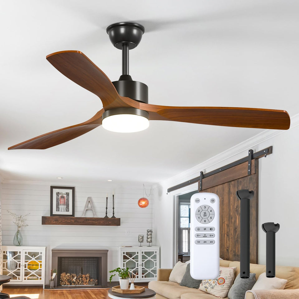 Addlon 52-inch ceiling fan with light remote in black walnut for living rooms.