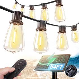 Addlon 54ft solar string lights with panel setup for flexible outdoor placement.