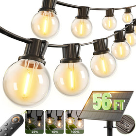 addlon 56ft solar string lights bulbs glow warmly for backyard evenings.