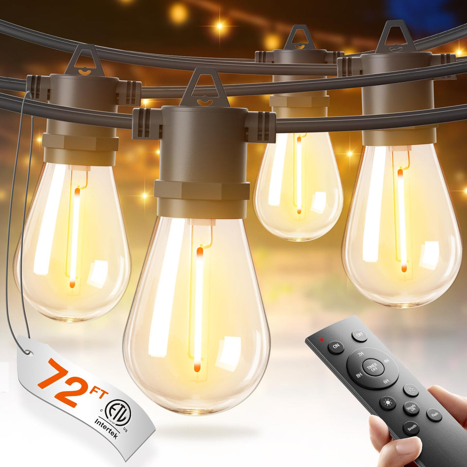 Addlon 72ft outdoor string lights setup enhances outdoor ambiance for gatherings