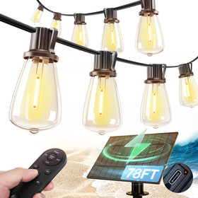 addlon 78ft solar string lights with shatterproof bulbs for cozy outdoor evenings