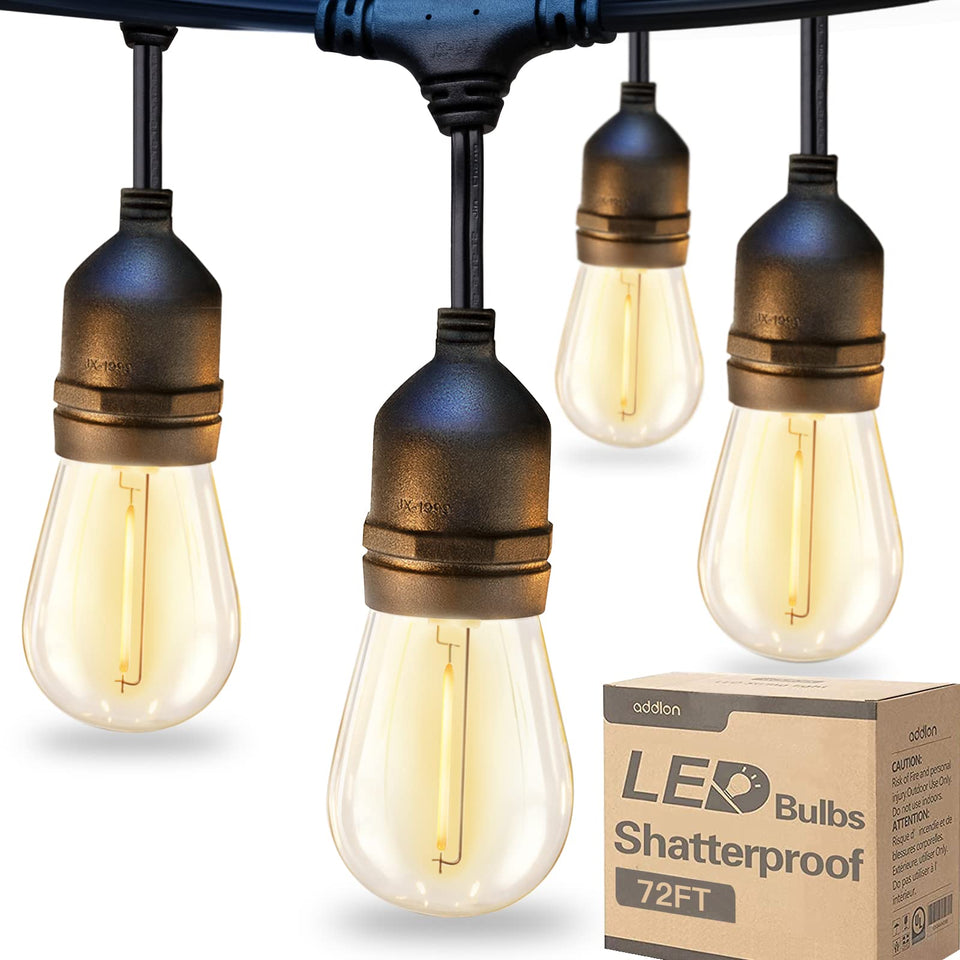 Addlon 72ft bistro-style lighting for cozy patio evenings.