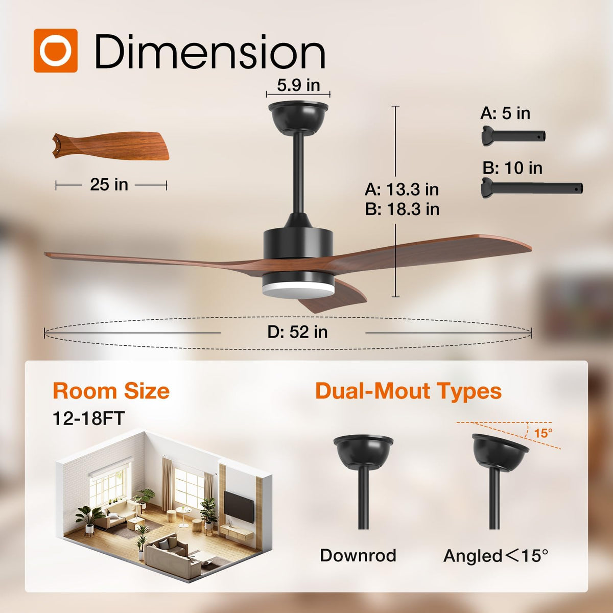 Addlon carved wood blades showcase natural style and steady airflow