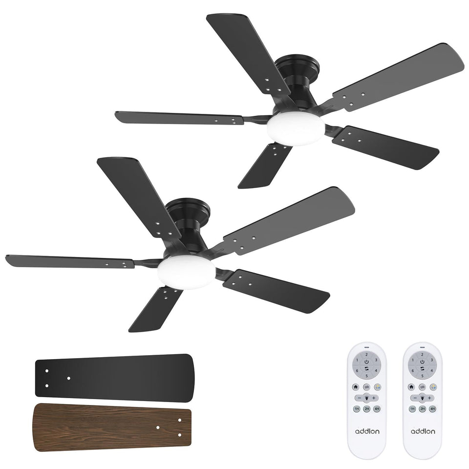addlon 2-pack 48-inch black ceiling fan with light and remote in living room for comfort
