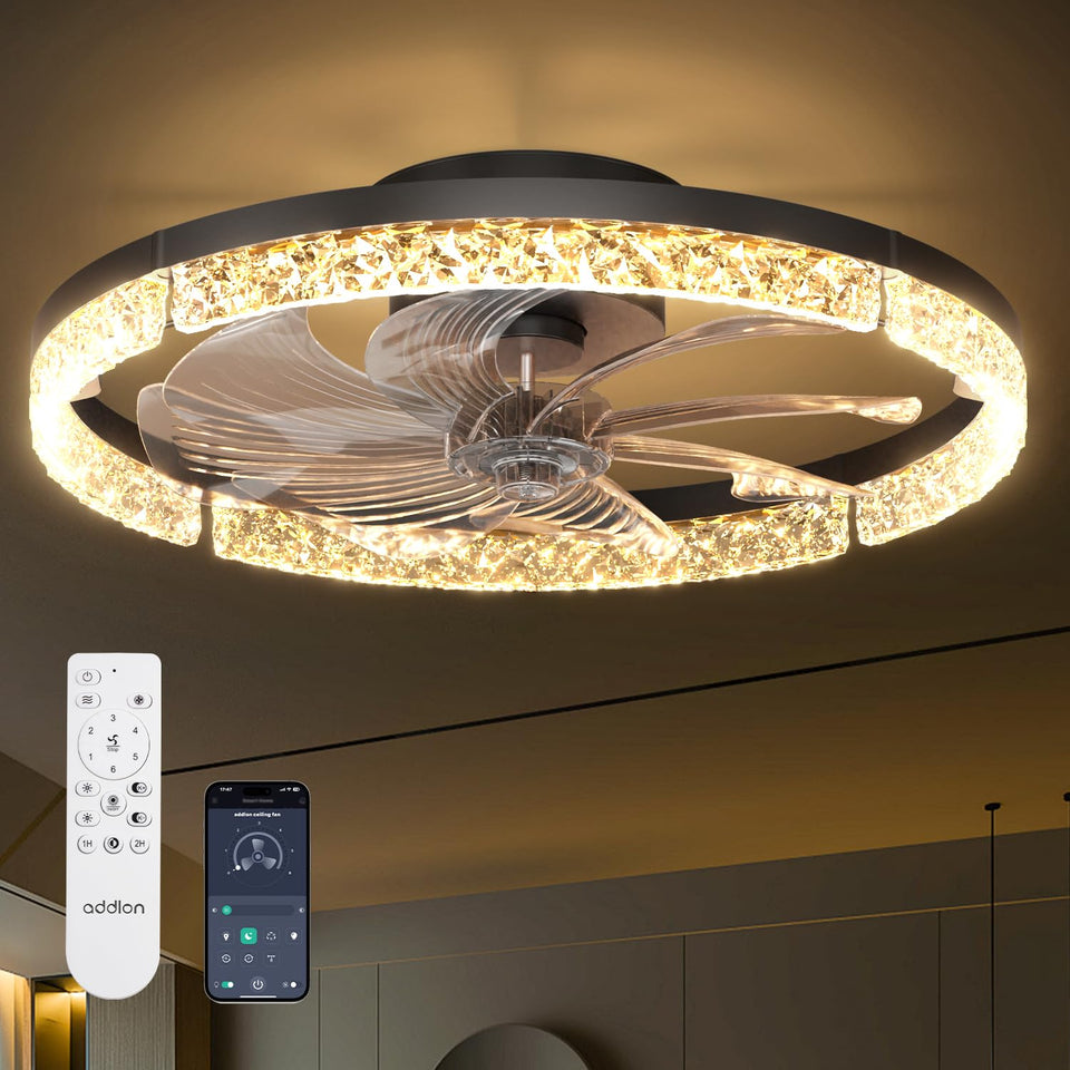 addlon ceiling fan with light and remote in black for living spaces
